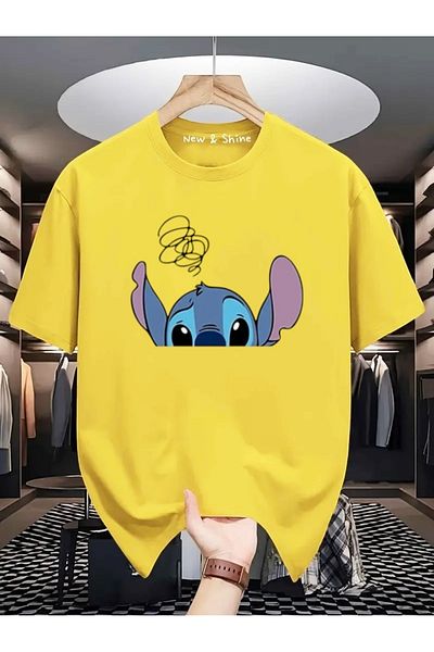 New Shine 1 тениска е подарък при покупка на 6 или повече в количката - Тениска с щампа Stitch Oversize