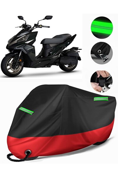 MotoEN قماش القنب الفاخر المتوافق مع Sym DRG 160 (متوافق مع القفل) أسود-أحمر