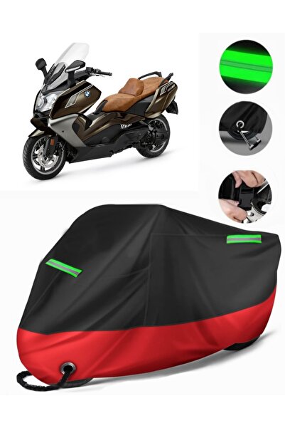 MotoEN غطاء دراجة نارية ممتاز متوافق مع Bmw C 650 GT (متوافق مع القفل) أسود-أحمر