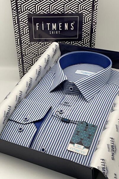 Fitmens Κλασικό μακρυμάνικο πουκάμισο Ριγέ με συσκευασία δώρου ανδρικό πουκάμ...