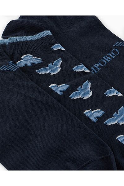 Emporio Armani Мъжки памучни жакардови чорапи до глезена в синьо EM000549 AF13202-MB156