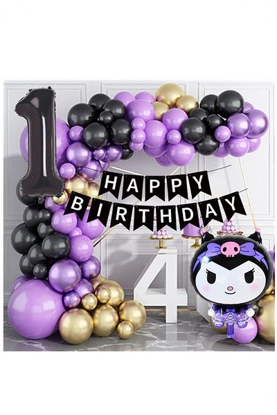 BİDOLUMUTLULUK Kuromi Like Foil Balloon Set - Birthday Concept Party and Location Chamilam Program