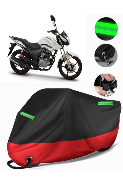 MotoEN غطاء دراجة نارية ممتاز متوافق مع Kuba CR1 (متوافق مع القفل) أسود-أحمر