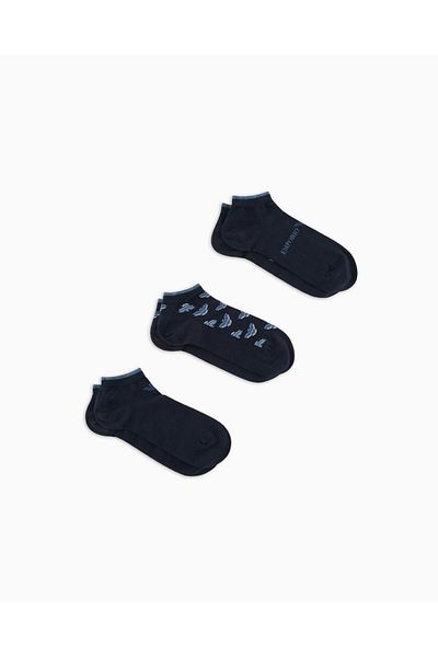 Emporio Armani Мъжки памучни жакардови чорапи до глезена в синьо EM000549 AF13202-MB156