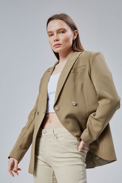 Bolivente Women's Double Breasted Oversize Blazer Jacket