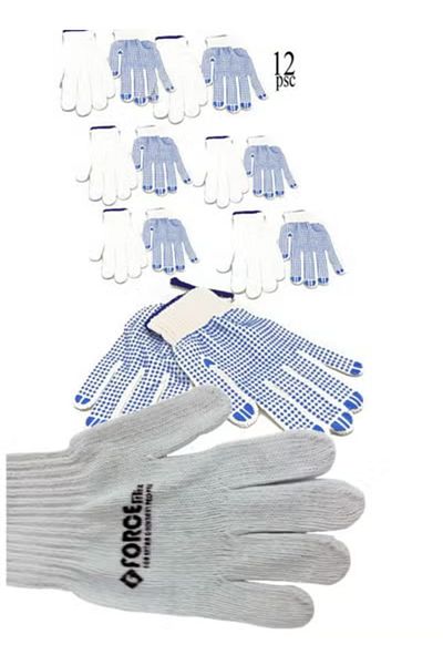 Force Force Cotton Multi-Purpose Gloves Set White One Size 12 Pieces