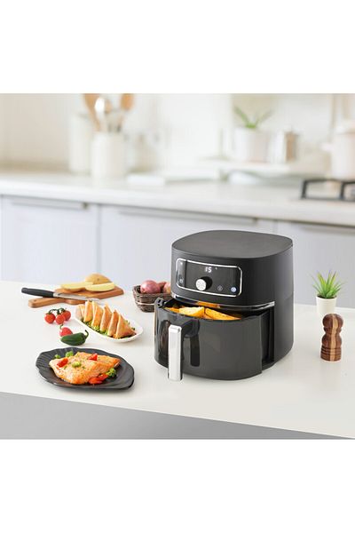 ALSAIF Electric Air Healthey Fryer With Digital To Fry, Bake, Grill, Roast Or Reheat, Size 6l, 1750w Black