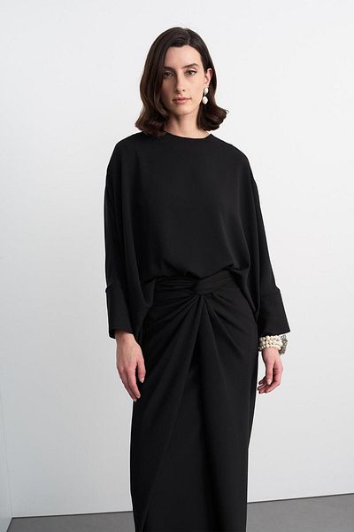 KADRİYE BAŞTÜRK Doha Tunic - Black Wrap Skirt Set