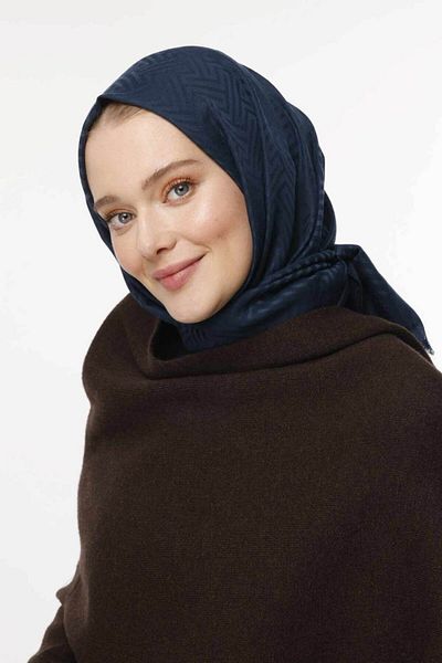 VALORSCARF Şal cu model labirint - Albastru de noapte