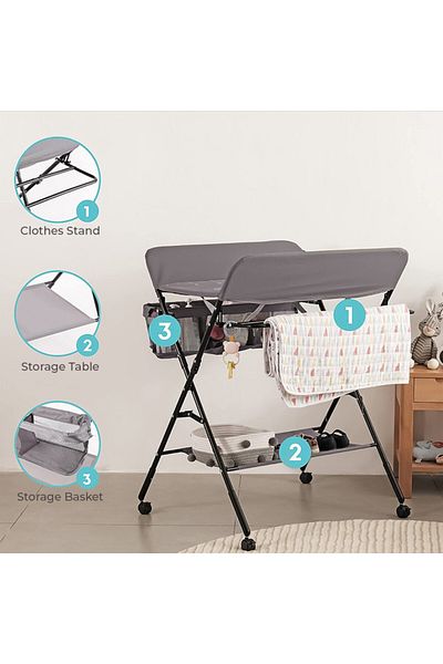 TEKNUM 4 - in - 1 Diaper Changing Table Organizer - Grey