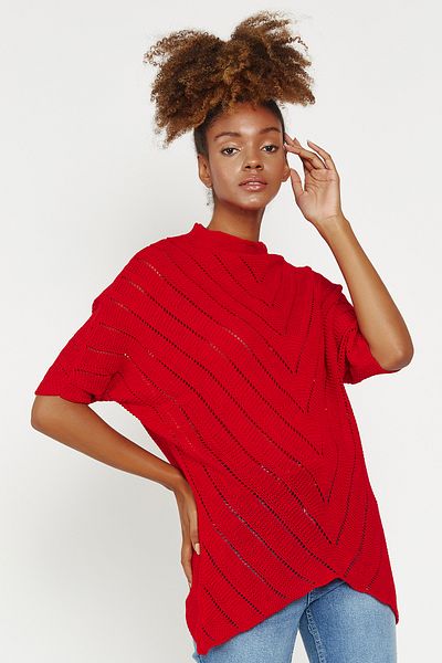 Hopoi Women's Openwork Asymmetrical Sweater