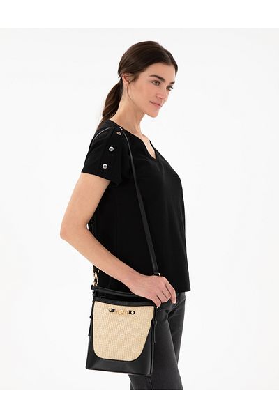 Pierre Cardin Black Straw Bag 50305592-Vr046