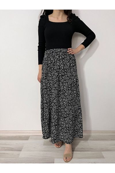 520CK Women's Patterned Long Skirt - Hijab Skirt - Layered Skirt