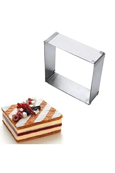 Kitchen Damys قالب كيك مربع ومستطيل من الستانلس ستيل قابل للتعديل مقاس 9 سم