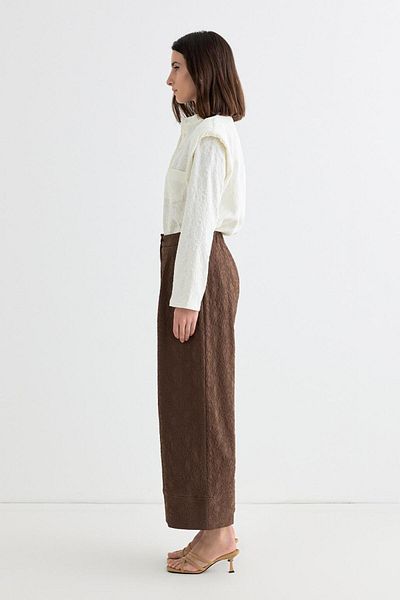 KADRİYE BAŞTÜRK Textured Culotte Pants and Coffee Set