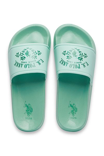 U.S. Polo Assn. Women's Green Slides - Lightweight, Comfortable Casual Shoes