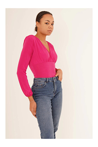 Cotton Mood 23254223 Sandy Double Breasted Collar Gathered Padded Long Sleeve Blouse FUSYA