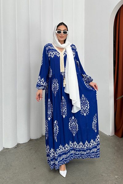 msm fashion Rochie de damă rochie lungă de vară cu decolteu în V cu imprimeu