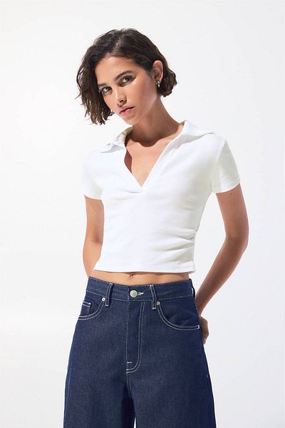 Pull & Bear Short sleeve cropped polo shirt