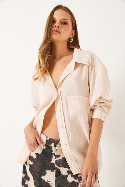 Bianco Lucci Cămașă modal oversize pentru femei cu decolteu în V 60388 60271075