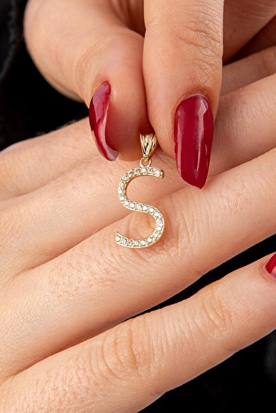 Fiyonk Kuyumculuk 14 Ayar Altın Taşlı S Harf Kolye Ucu