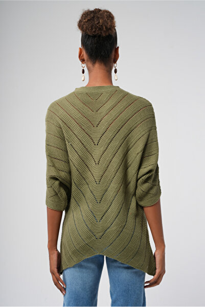 Hopoi Γυναικείο ασύμμετρο πουλόβερ διάτρητο