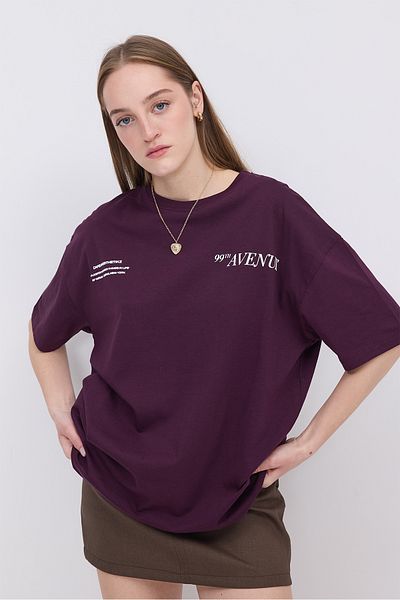 Addax Front and Back Text Printed T-Shirt P10275