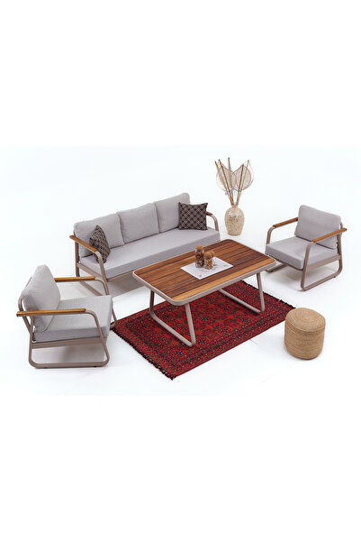 Divona Home CULİNAN ALÜMİNYUM BAHÇE BALKON OTURMA GRUBU 3+1+1+MASA !! 2 ADET ...