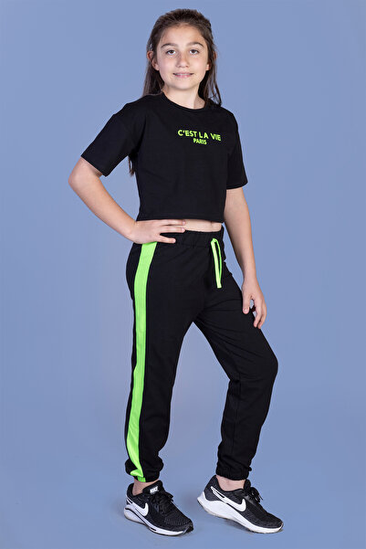 Toontoy Girl's Crop Model Tracksuit Set