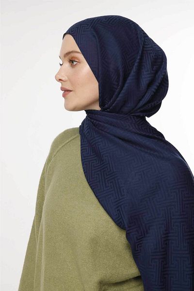 VALORSCARF شال بنمط المتاهة - أزرق داكن