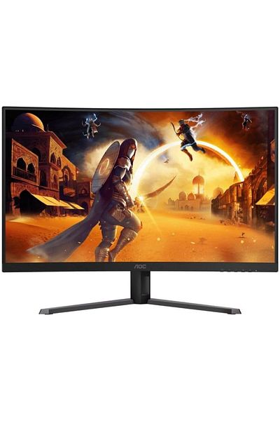 Aoc شاشة ألعاب منحنية QHD مقاس 31.5 بوصة بدقة 2560 × 1440 (QHD) وتقنية المزامنة التكيفية HDR 10 ووقت استجابة 0.5 مللي ثانية و180 هرتز