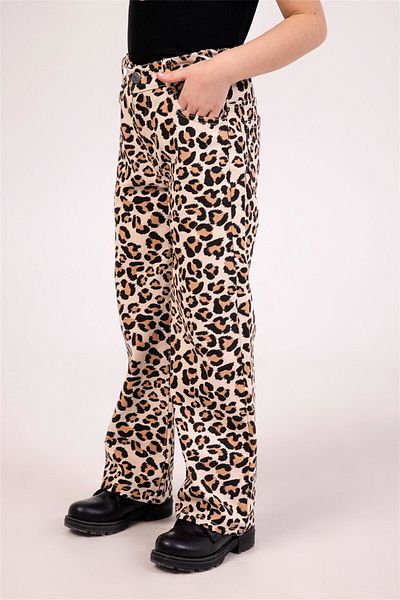 Dmb Pantaloni pentru fete cu imprimeu leopard Bej M0629