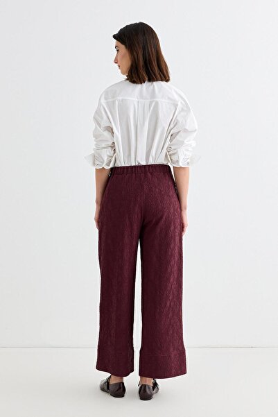 KADRİYE BAŞTÜRK Textured Culotte, Pants and Burgundy