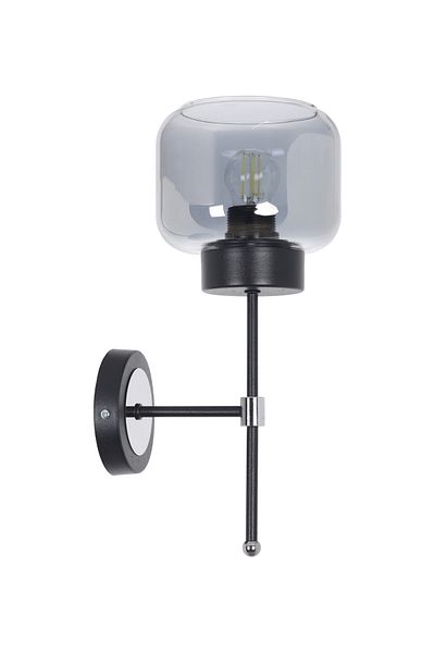 MŞ Aydınlatma Kama Black Chrome Smoked Glass Sconce