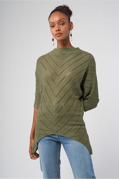 Hopoi Women's Openwork Asymmetrical Sweater
