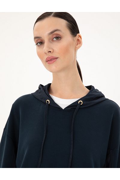 Pierre Cardin Navy Blue Oversize Modal Fabric Sweatshirt 50306463 -Vr033