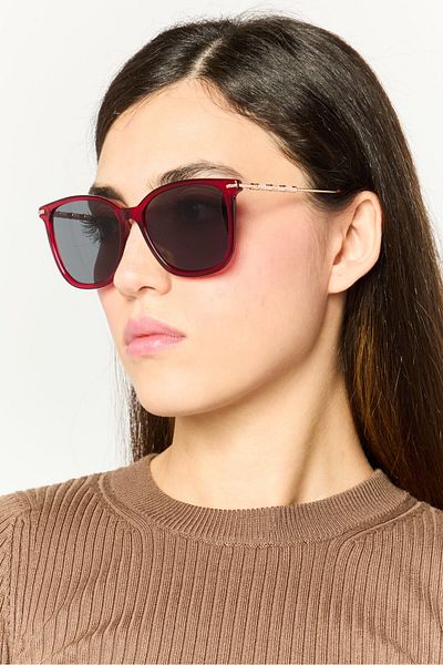 Carolina Herrera نظارة شمسية نسائية HER 0100/G/S مربعة، باللون الأحمر