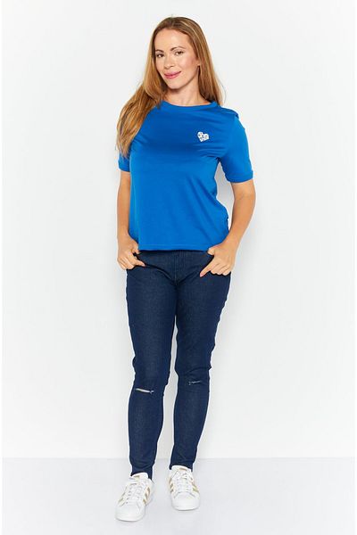 Esprit Women Crew Neck Short Sleeve Graphic Top, Blue