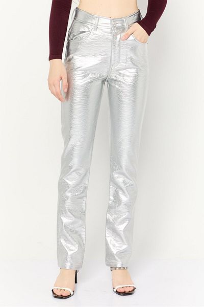 Diesel Women Regular Fit Solid Straight Leg Pants, Silver