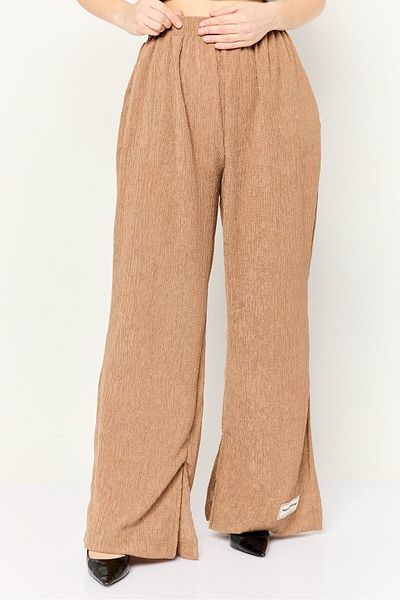 The Giving Movement Women Regular Fit Textured Palazzo Pants, Tan