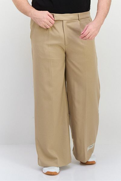 The Giving Movement Men Regular Fit Brand Logo Wide Leg Pants, Taupe
