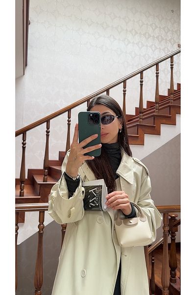 NOTHING Women's Snap Closure Chain Strap Mink Cream Mini Hand and Shoulder Bag Elsa