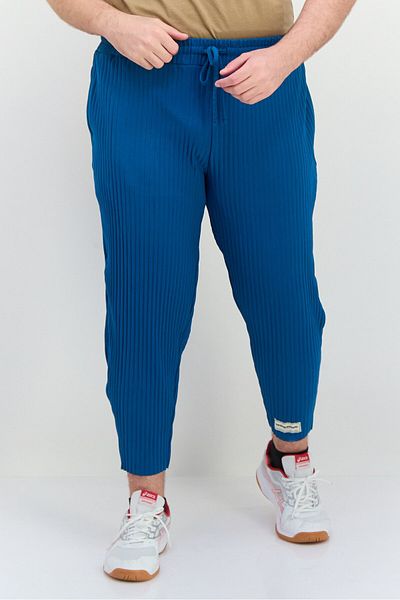 The Giving Movement Men Regular Fit Embroidered Tapered Pants, Teal Blue