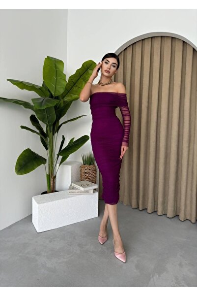 SunNorth Rochie din tul cu un singur umăr Polack