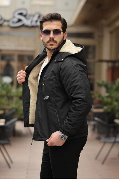 FLUEND MODA Men's Hood Detachable Cold and Windproof Jacket Coat
