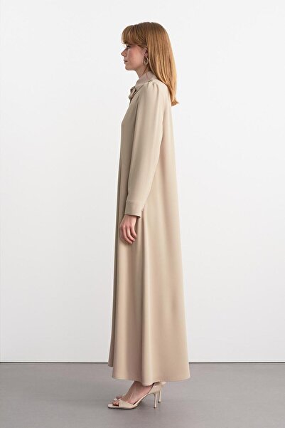 KADRİYE BAŞTÜRK Long Dress - Collar Tie Stone