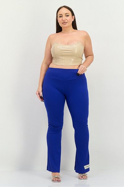 The Giving Movement Women Ribbed Pull On Wide Leg Pants, Blue