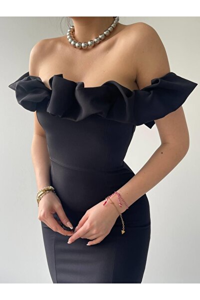 JANES فستان بودي مادونا بياقة قلم رصاص