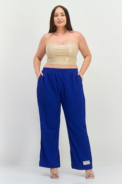 The Giving Movement Women Regular Fit Textured Palazzo Pants, Blue