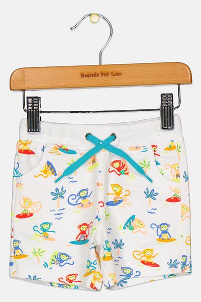 Dp Am Toddlers Boy Allover Print Basic Shorts, White